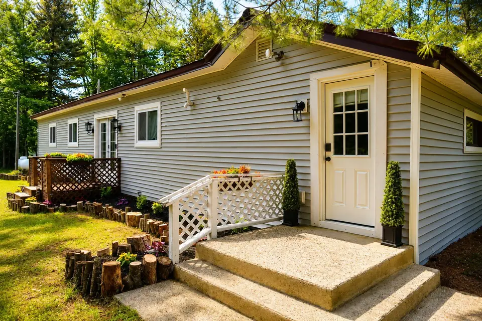 Front exterior and yard